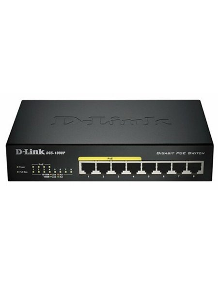 PoE коммутатор D-Link DGS-1008P, 4x IEEE 802.3af