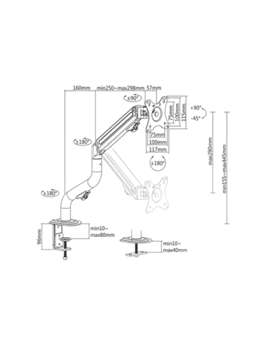 Suport birou pentru monitoare Gembird MA-DA1-02, Negru
