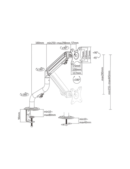 Suport birou pentru monitoare Gembird MA-DA1-02, Negru