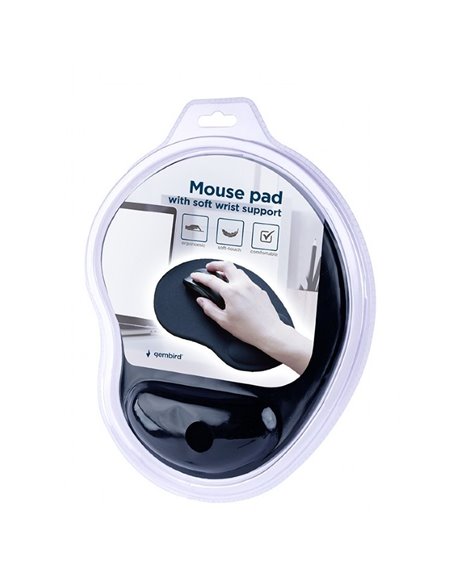 Коврик для мыши Gembird MP-ERGO-01, 240мм x 200мм, Чёрный