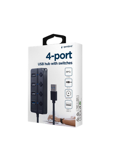 Adaptor Hub Gembird UHB-U3P1U2P3P-01, Negru