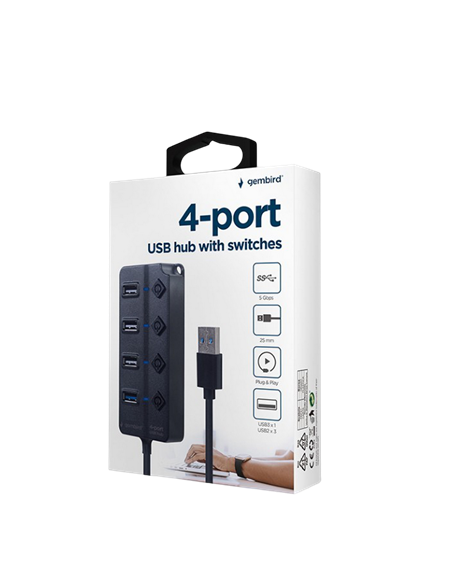USB-концентратор Gembird UHB-U3P1U2P3P-01, Чёрный