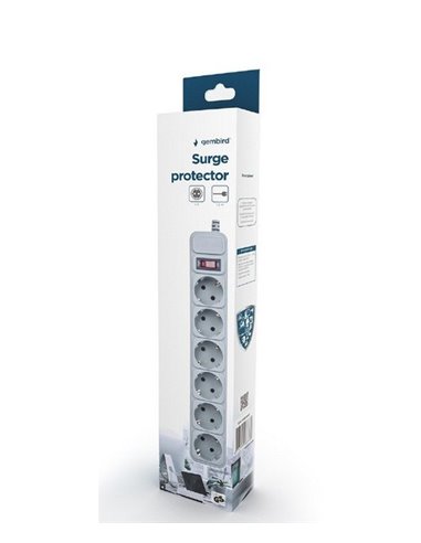 Prelungitor electric Gembird GMB SPG6-B-6C, 6 Prize, 1,8 m, Gri