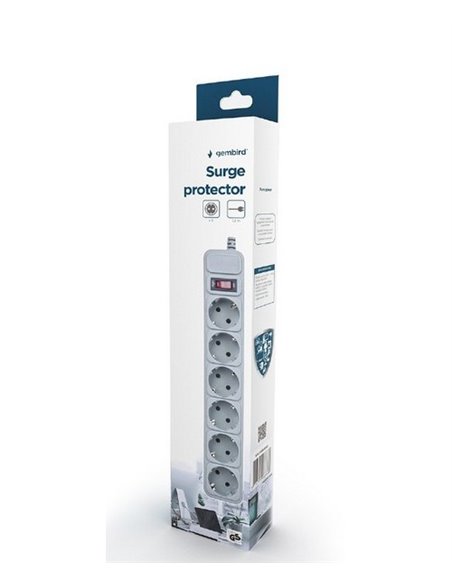 Prelungitor electric Gembird GMB SPG6-B-6C, 6 Prize, 1,8 m, Gri