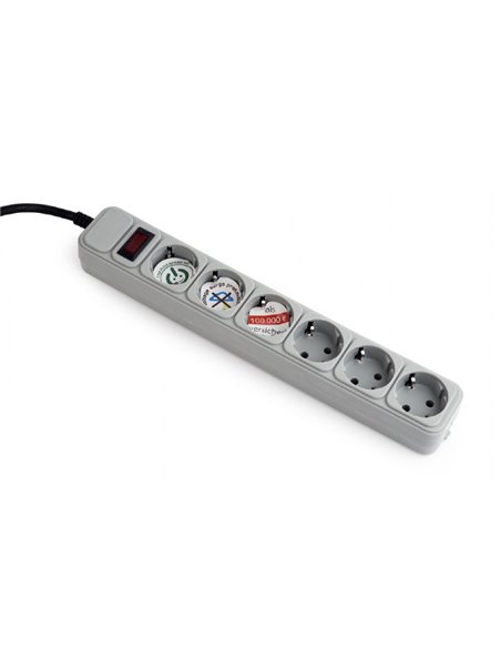 Сетевой фильтр Gembird GMB SPG6-B-6C, 6 Розеток, 1,8 м, Серый