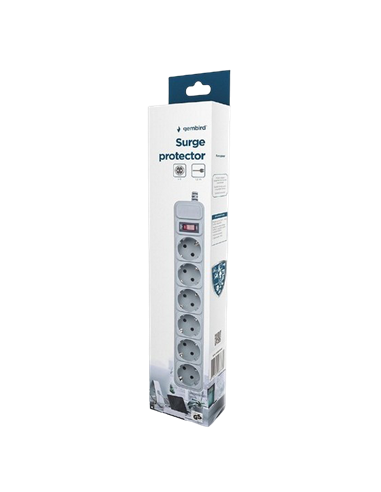 Prelungitor electric Gembird GMB SPG6-B-6C, 6 Prize, 1,8 m, Gri