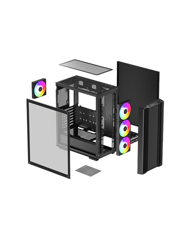 Компьютерный корпус Deepcool CC560 ARGB V2, Midi-Tower, Без блока питания, Чёрный