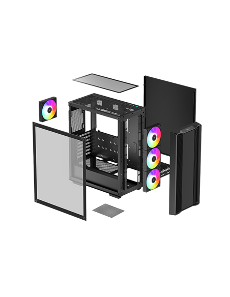 Carcasă PC Deepcool CC560 ARGB V2, Midi-Tower, Fără PSU, Negru