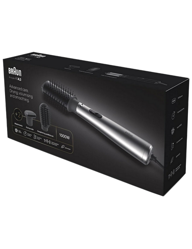 Uscător de păr-perie Braun AS4.3, 1000W, Argintiu