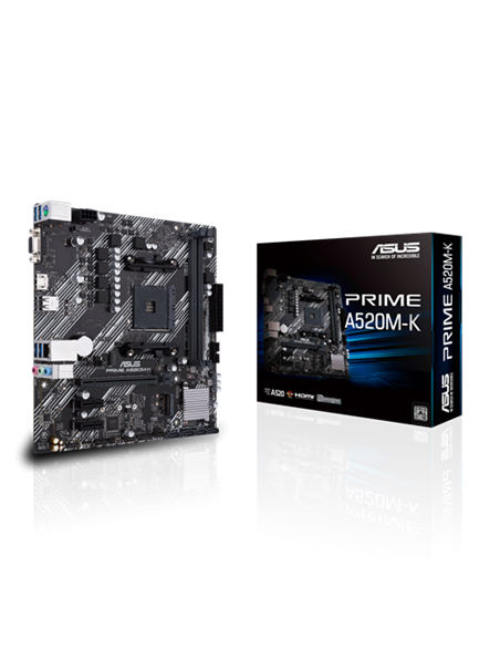 Материнская плата ASUS PRIME A520M-K, AM4, AMD A520, Micro-ATX