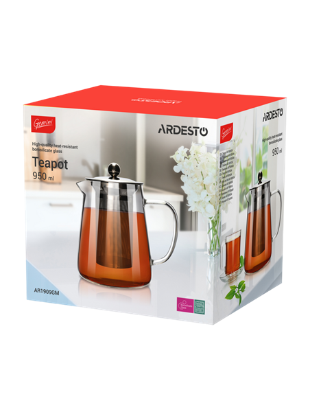 Ceainic cu infuzor Ardesto AR1909GM, 0,95L, Transparent