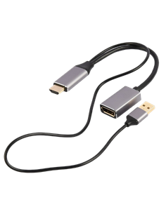 Переходник Cablexpert A-HDMIM-DPF-02, HDMI (M) - DisplayPort (M), 0.1 м, Чёрный