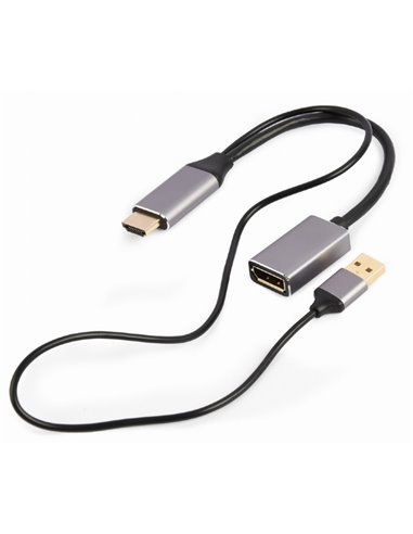 Переходник Cablexpert A-HDMIM-DPF-02, HDMI (M) - DisplayPort (M), 0.1 м, Чёрный