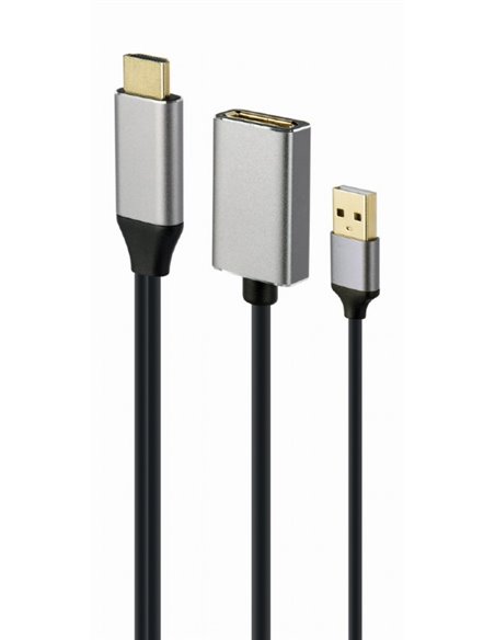 Переходник Cablexpert A-HDMIM-DPF-02, HDMI (M) - DisplayPort (M), 0.1 м, Чёрный