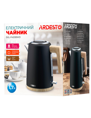 Электрочайник Ardesto EKL-F420BWD, Чёрный