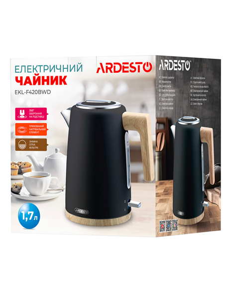 Fierbător electric Ardesto EKL-F420BWD, Negru