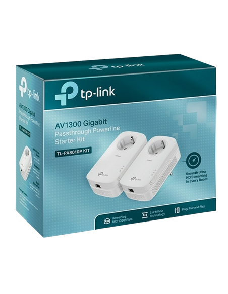 Адаптер Powerline TP-LINK TL-PA8010PKIT, AV1300, 1300 Mбит/c, Белый