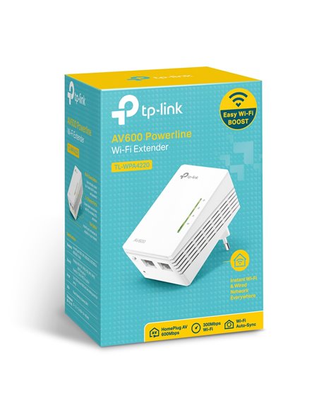 Адаптер Powerline TP-LINK TL-WPA4220, AV600, 600 Mбит/c, Белый