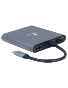 Adaptor Video Cablexpert A-CM-COMBO6-01, USB Type-C - VGA, HDMI, USB Type-C, USB Type-A, SD card-reader, Gri