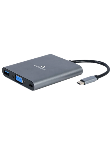 Видеоадаптер Cablexpert A-CM-COMBO6-01, USB Type-C - VGA, HDMI, USB Type-C, USB Type-A, SD card-reader, Серый