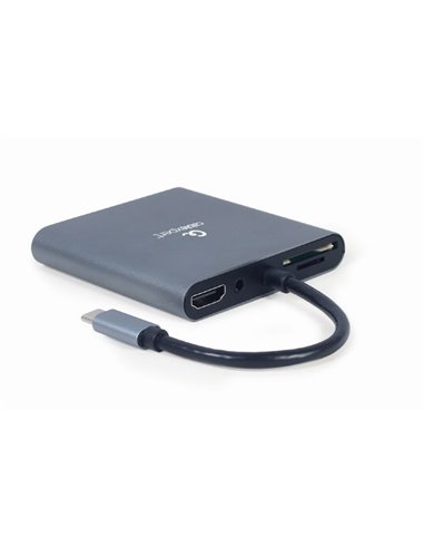 Adaptor Video Cablexpert A-CM-COMBO6-01, USB Type-C - VGA, HDMI, USB Type-C, USB Type-A, SD card-reader, Gri
