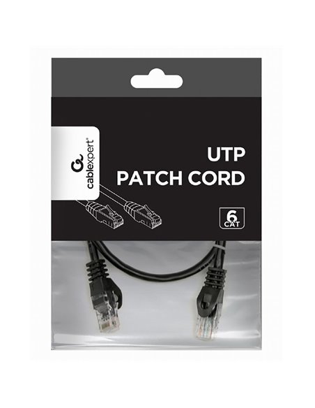 Патч-корд Cablexpert PP6U-0.5M/BK, Cat6 UTP, 0,5м, Чёрный