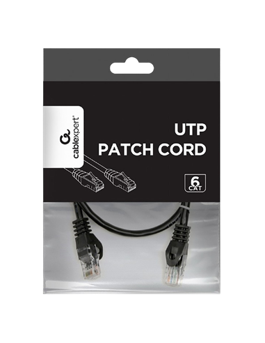 Patch cord Cablexpert PP6U-0.5M/BK, Cat6 UTP, 0,5m, Negru
