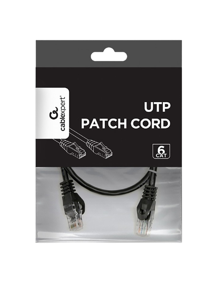 Патч-корд Cablexpert PP6U-0.5M/BK, Cat6 UTP, 0,5м, Чёрный
