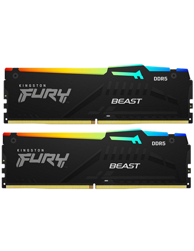 Memorie RAM Kingston FURY Beast RGB, DDR5 SDRAM, 6000 MHz, 64GB, KF560C36BBEAK2-64