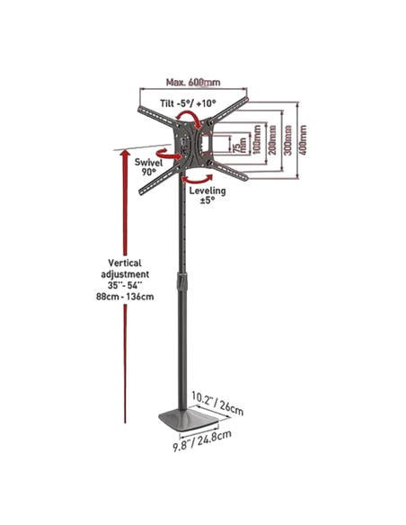 Подставка под телевизор на ножке BARKAN FS420, Чёрный