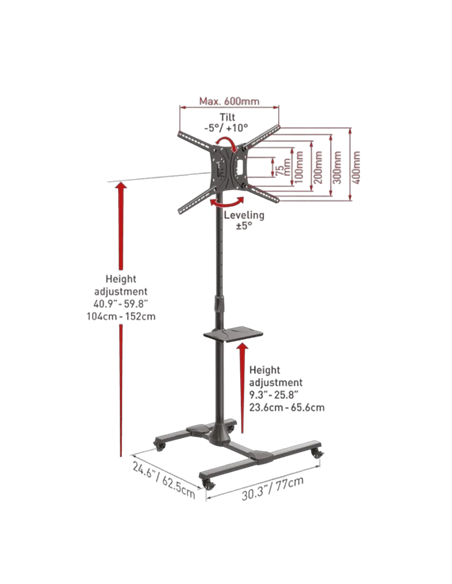 Suport înclinat pe perete BARKAN SW411H, Negru