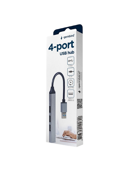 USB-концентратор Gembird UHB-U3P1U2P3-02, Серебристый USB-концентратор Gembird UHB-U3P1U2P3-02, Серебристый