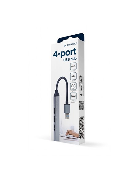 USB-концентратор Gembird UHB-U3P1U2P3-02, Серебристый USB-концентратор Gembird UHB-U3P1U2P3-02, Серебристый