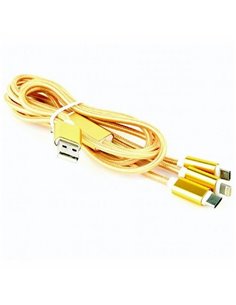 Кабель для зарядки и синхронизации Cablexpert CC-USB2-AM31-1M-G, USB Type-A/Micro USB, Type-C, Lighting, 1м, Золотистый 2