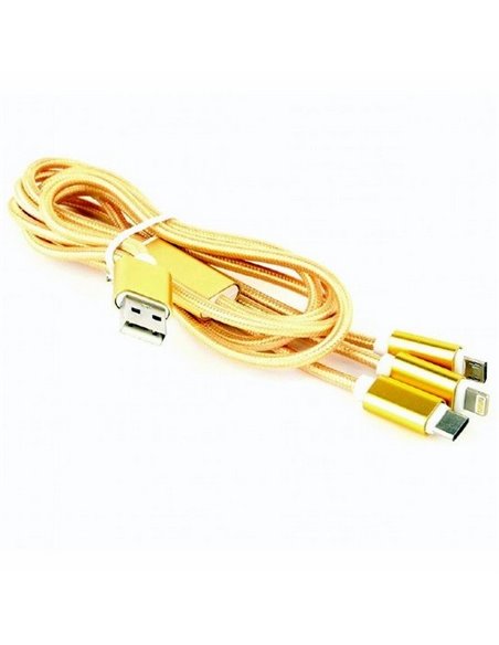 Cablu încărcare și sincronizare Cablexpert CC-USB2-AM31-1M-G, USB Type-A/Micro USB, Type-C, Lighting, 1m, Auriu
