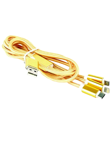 Cablu încărcare și sincronizare Cablexpert CC-USB2-AM31-1M-G, USB Type-A/Micro USB, Type-C, Lighting, 1m, Auriu