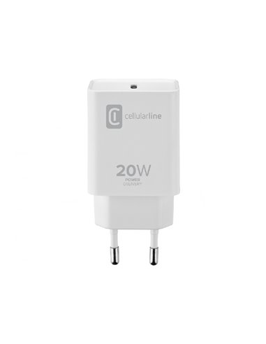 Încărcător Cellularline USB-C Charger 20W, 20W, Alb