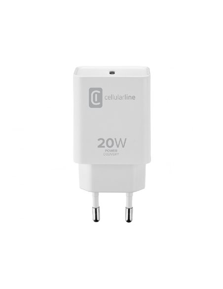 Încărcător Cellularline USB-C Charger 20W, 20W, Alb