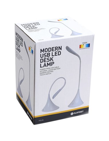 Lampa de birou Platinet DESK LAMP 3,5W FLEXIBLE 43826, Alb