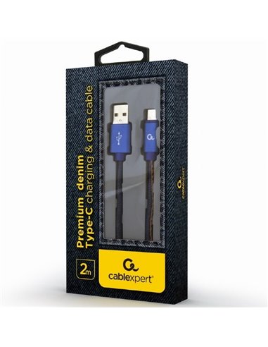 Кабель для зарядки и синхронизации Cablexpert CC-USB2J-AMCM-2M-BL, USB Type-A/USB Type-C, 2м, Синий