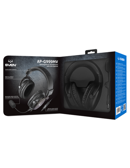 Игровая Гарнитура SVEN AP-G999MV, Проводной аналоговый, Чёрный