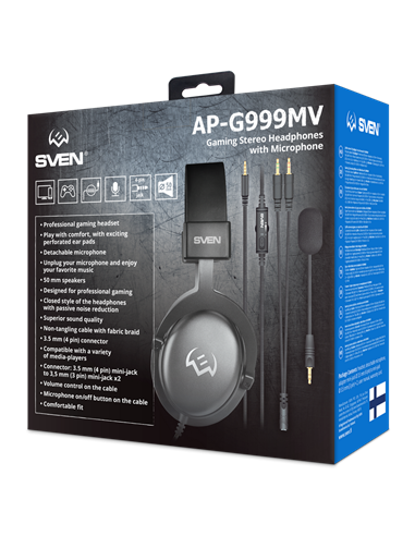 Căști gaming SVEN AP-G999MV, Cu fir, Negru