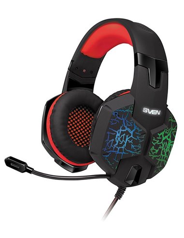 Игровая Гарнитура SVEN AP-U988MV, Проводной аналоговый, Чёрный/Красный 