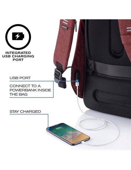 Rucsac pentru Laptop Bobby Hero Small, 13.3", Piele artificială, Roșu