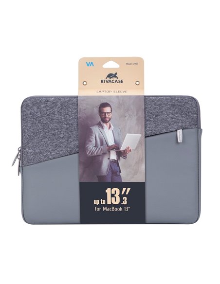 Сумка для ноутбука RivaCase Egmont, 13.3", Polyester, Серый