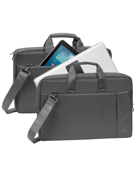 Geantă pentru Laptop Rivacase Central, 17.3", Poliester, Gri