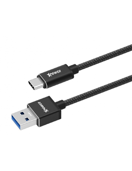 Кабель для зарядки и синхронизации Xpower Type-C cable Nylon, USB Type-A/USB Type-C, 1м, Чёрный