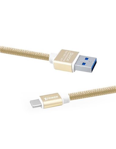 Кабель для зарядки и синхронизации Xpower Lightning cable Nylon, USB Type-A/Lightning, 1м, Золотистый