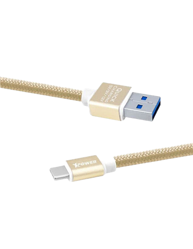 Cablu încărcare și sincronizare Xpower Lightning cable Nylon, USB Type-A/Lightning, 1m, Auriu