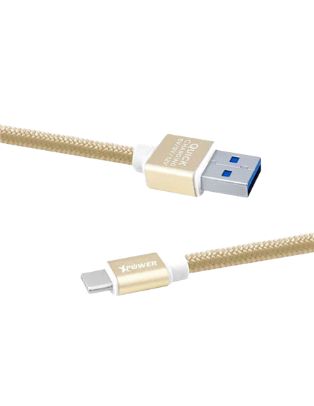 Cablu încărcare și sincronizare Xpower Lightning cable Nylon, USB Type-A/Lightning, 1m, Auriu